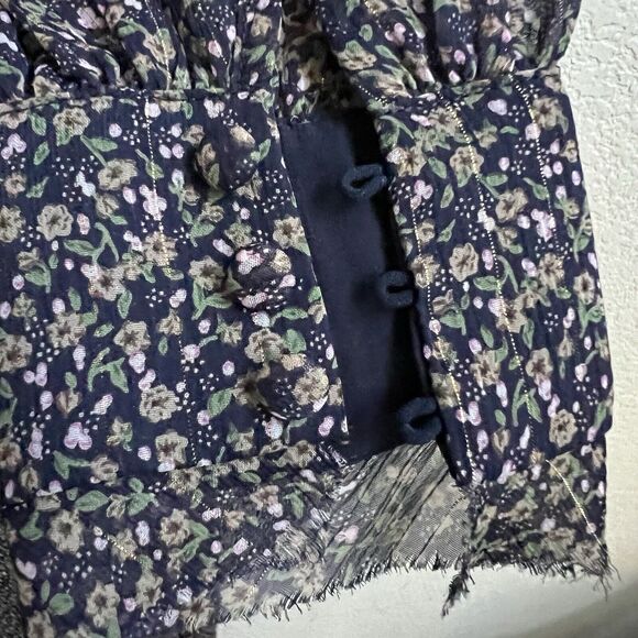 RESET by Jane Olivia Midi Dress Long Slv Floral Pinstripe Sz S Button Front - Picture 11 of 12